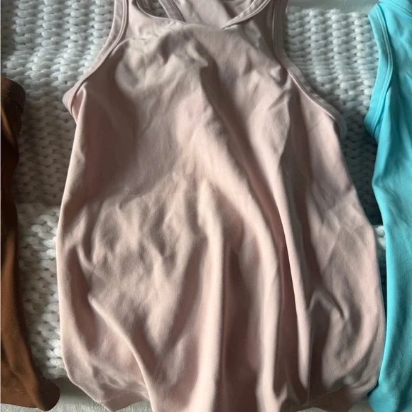3-Pack lululemon racerback tank tops. Brown, light pink & turquoise. - Picture 3 of 7